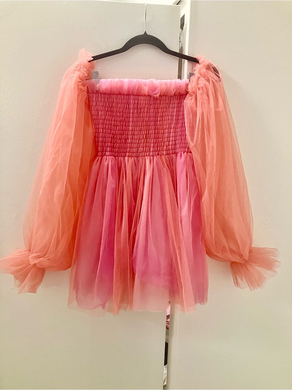 Beasha Studios Pink Orange Tulle Babydoll Dress Fairy Cottagecore Halloween Sz S